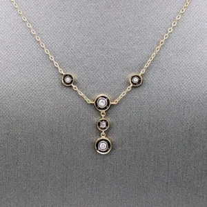 Antique 14k Diamond Target Necklace Art Deco Diamond Y Necklace Drop Necklace - Picture 1 of 10