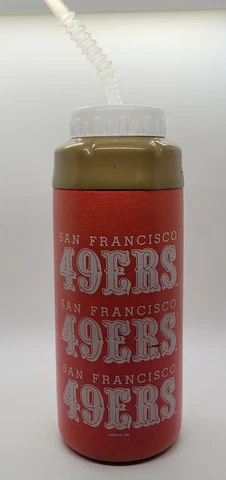 Vintage San Francisco 49ers Fans Water Bottle Football NFL Insulated with Straw Cover