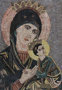 Mary Holding Baby Jesus Christian Religious Marble Mosaic - Picture 1 of 1