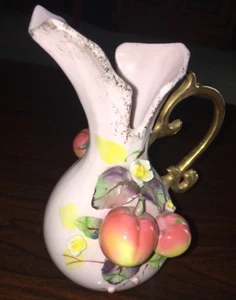 Geo Z. Lefton, Creamer Pink With Apples Gold Handle - Picture 1 of 7