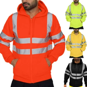 HI VIZ Waterproof Jacket Visibility Security Work Hoodie Coat Hi-Vis Visibility. - Picture 1 of 16