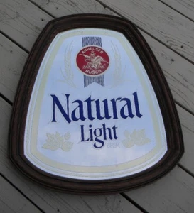 SWEET VINTAGE 80's NATURAL NATTY LIGHT BEER MIRROR SIGN ANHEUSER-BUSCH - Picture 1 of 4