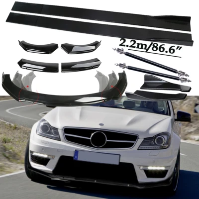 For Mercedes-Benz GLS450 Front Bumper Lip Spoiler Side Skirts Rear Glossy Black Foto 1 de 4