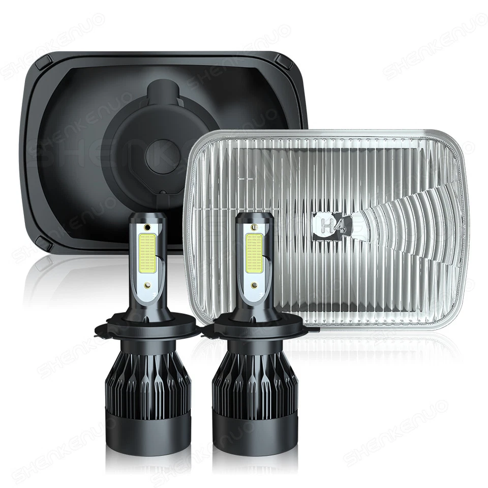 Fit Chevrolet C10 C20 C30 1981-1986 Pair 7x6" 5x7 LED Headlights Hi/Lo Lamps - Image 1 of 4