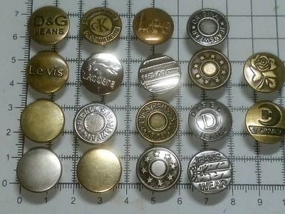 17mm (APPROX) NO SEW DENIM JEAN BUTTONS - (32-Models) - Image 1 of 3