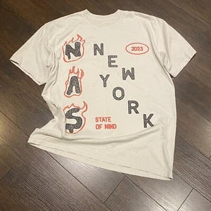 Nasty NAS N.Y. NEW YORK State Of Mind 2023 Tour T-Shirt Mens Size L Beige NWOT - Picture 1 of 7