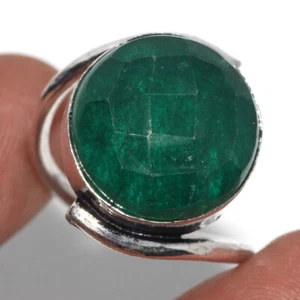 Simulated Emerald 925 Silver Plated Ring Us 8 Stylish Jewelry MJ - Picture 1 of 3