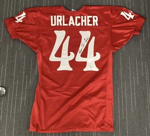 Camiseta firmada por Brian Urlacher de los Bears NFL fútbol rojo estadísticas autógrafo PSA/DNA - Imagen 1 de 8