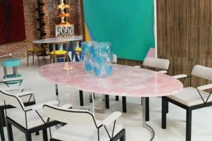 Stunning Rose Quartz Dining Table, Gemstone Crystal Healing Table, Hallway Decor - Picture 1 of 10