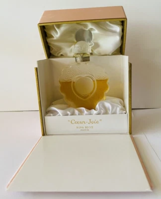 PERFUME CRISTAL LALIQUE "COEUR JOIE" DE NINA RICCI FORMA CORAZÓN ABIERTO/CAJA Y BOTELLA Foto 1 de 4