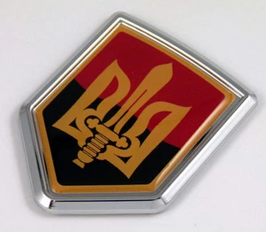 UPA Ukraine Flag Emblem Chrome Car Decal Tryzub Trident - Foto 1 di 1