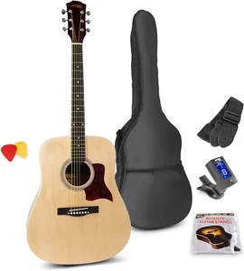 SOLOJAM-NT Acoustic Guitar Steel String Pack Pics Tuner Strap Soft Case + String - Picture 1 of 12