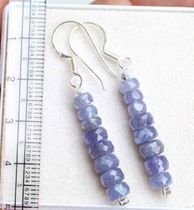 Orecchini gioielli fatti a mano perle pietre preziose tanzanite argento sterling 925 18,60 ct - Foto 1 di 3