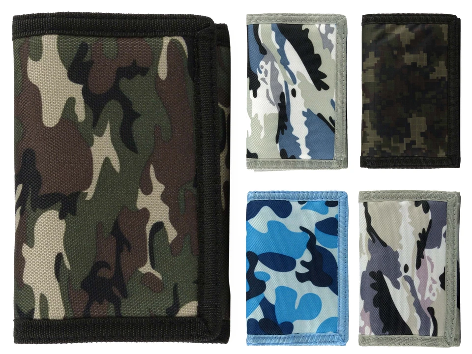 Mens Boys Camouflage Canvas Wallet Tri-Fold Camo Slim Teens Value - Image 1 of 1