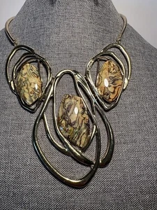 Collar babero Natasha vintage con imágenes piedras de jaspe - Imagen 1 de 8