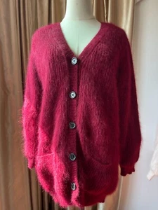 Angora Blended Sweater Fluffy Fuzzy Cardigan Super Soft Chunky Knit - Picture 1 of 7