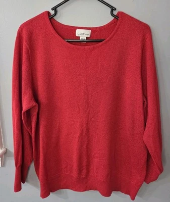 Jaclyn Smith Red Sparkle Pullover Sweater Size XL  Knit Long Sleeve Christmas  - Image 1 of 4
