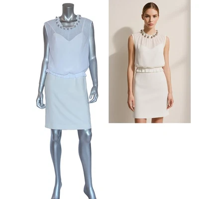 VESTIDO BOUTIQUE MOSCHINO VESTIDO BAINHA NAMORADA com BLUSA TOP SOBREPOSIÇÃO IT 40 EUA 6 - Imagem 1 de 4