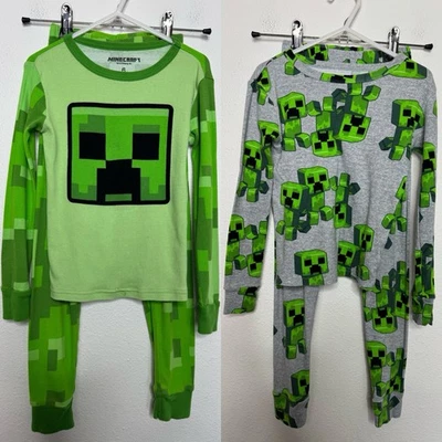 Minecraft Boys 6 Graphic Print Creeper Pajama 2pcs Green Long Sleeve Top 2 Pack - Image 1 of 4