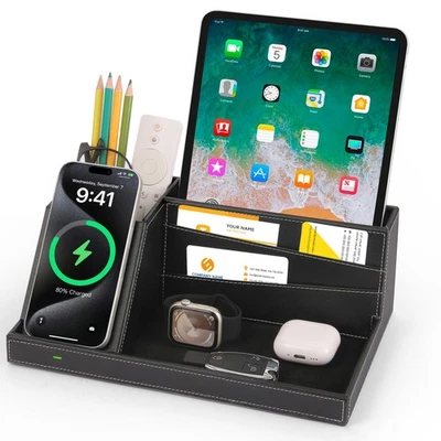 Wireless Charging Station Dock with Desk Organizer for iPhone 16/15/14/13/12/11 - Image 1 of 4