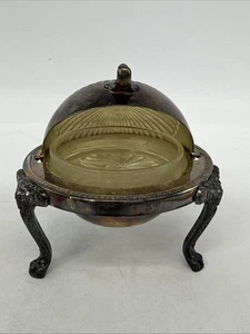 VTG F.B. Rogers Silver Co Dome Roll Top Caviar Butter Server Dish Glass Insert - Picture 1 of 18