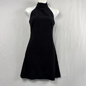 Vestido Halter Fredericks Of Hollywood Talla 5 Negro Espalda Abierta Imitación Gamuza - Imagen 1 de 14