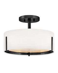 Hinkley Lighting 47571 Halle 3 Light 15"W Semi-Flush Drum Ceiling - Black - Picture 1 of 12