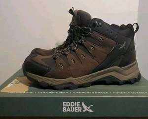 EDDIE BAUER OUTDOOR HIKERS Mens 8.5 Brown Maple Ridge WATERPROOF Mid NEW - Picture 1 of 5