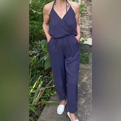 Mono Tobi Púrpura/Azul Tinta Cuello Halter con Bolsillos, Talla Pequeña Foto 1 de 4