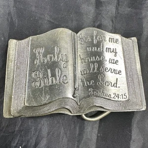 Fibbia cintura peltro Sacra Bibbia Giosuè 24:15 vintage 1984 dedicata W-27 Siskiyou - Foto 1 di 23