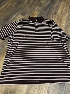 Vintage Nike Golf Dri-Fit Men’s XL Brown/Pk/Wht Striped Polo Shirt Short Sleeve - Picture 1 of 13