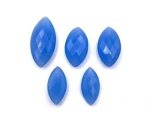 Natürlicher blauer Chalcedon Marquise Briolette Schliff 5 Stck. 11*21,50-15*31,50 MM 63 CT - Bild 1 von 4