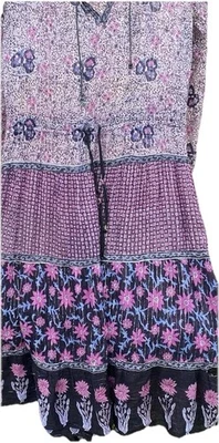 Vestido boho hippie de gasa vintage años 60 morado y negro necesita alguna reparación. Tal cual Foto 1 de 4