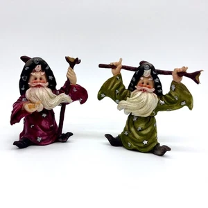 Vintage Zauberer Figuren 2er Set Sternengewänder Fantasy Deko 90er Jahre - Bild 1 von 9