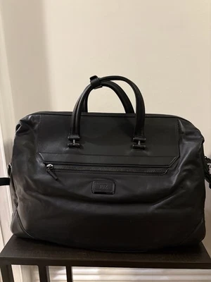 TUMI Harrison Nelson Leather Duffel Bag Carry On Men's Travel Weekender Black - Image 1 of 4