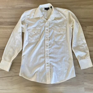 VTG Panhandle Slim Shirt Mens Sz M Ivory Chevron Pearl Snap Western Rodeo Cowboy - Picture 1 of 4