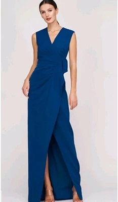 全新 Kay Unger Frances Column Gown 深色墨水连衣裙 尺寸 6 — 第 1/4 张图片