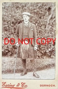 Country Man Kilt Highlander Ewing & Co Dornoch Cabinet Card Photograph (663) - Picture 1 of 3