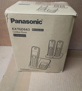 Panasonic Bluetooth 3 Handsets Cordless Phone Metallic Black KX-TGD663 Open Box - Picture 1 of 5
