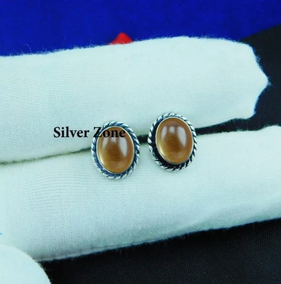 Smoky Quartz Gemstone 925 sterling silver handmade jewelry Stud Earrings - Изображение 1 из 3