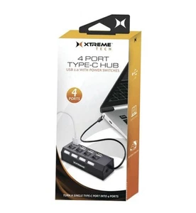 Brand New Xtreme 4 Port Type-C Hub USB 2.0 with Power Switches & LED Indicators - Picture 1 of 2