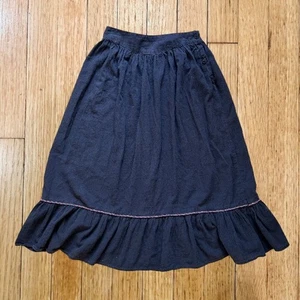 Vintage 60er Claude bestickter Rock ILGWU schwarz Boho Stufen Midi Gr. 7-8 (26") - Bild 1 von 7