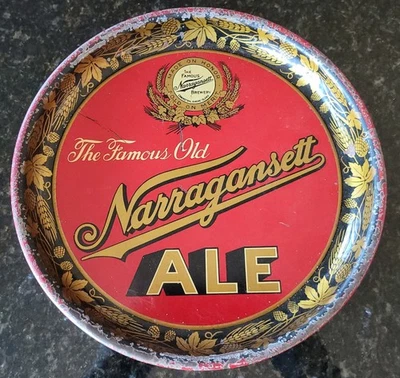 1950-е NARRAGANSETT ЭЛЬ МЕТАЛЛИЧЕСКИЙ ПИРОГ ТАРЕЛКА СТИЛЬ ПИВНОЙ ПОДНОС CRANSTON РОД-АЙЛЕНД - Изображение 1 из 2