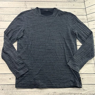 Camisa de polietileno de algodón a rayas manga larga John Varvatos para hombre grande azul negro Foto 1 de 4