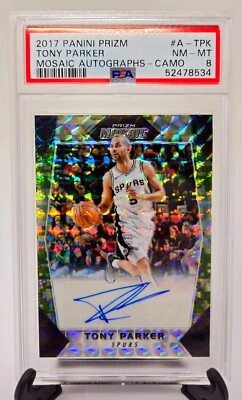 2017 Prizm MOSAIC REFRACTOR CAMO Auto - TONY PARKER - Autograph Card /25  PSA 8 - Image 1 of 2