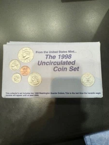 1998 Mint Set Original Envelope 10 Brilliant Uncirculated US Coins BU - Picture 1 of 1