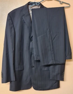 Perry Ellis Suit Black 2 Piece Wool Silk Blend Jacket 40R Trousers 34W 29L  - Image 1 of 4