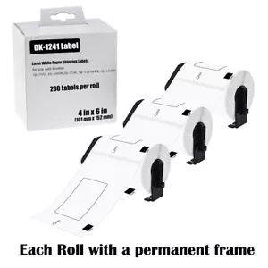 3Rolls 4"x6" Large White Paper Shipping Labels DK-1241 for Brother QL-1050 - Picture 1 of 24