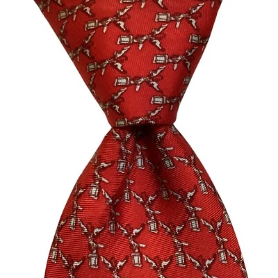 PINEDA COVALIN Men's 100% Silk XL Necktie MEXICO Luxury Geometric Red/Gray GUC - Image 1 of 3