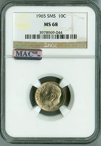 1965 NGC SMS MS68 Roosevelt Dime, Second Finest Registry, MAC PQ Spotless! - Picture 1 of 4